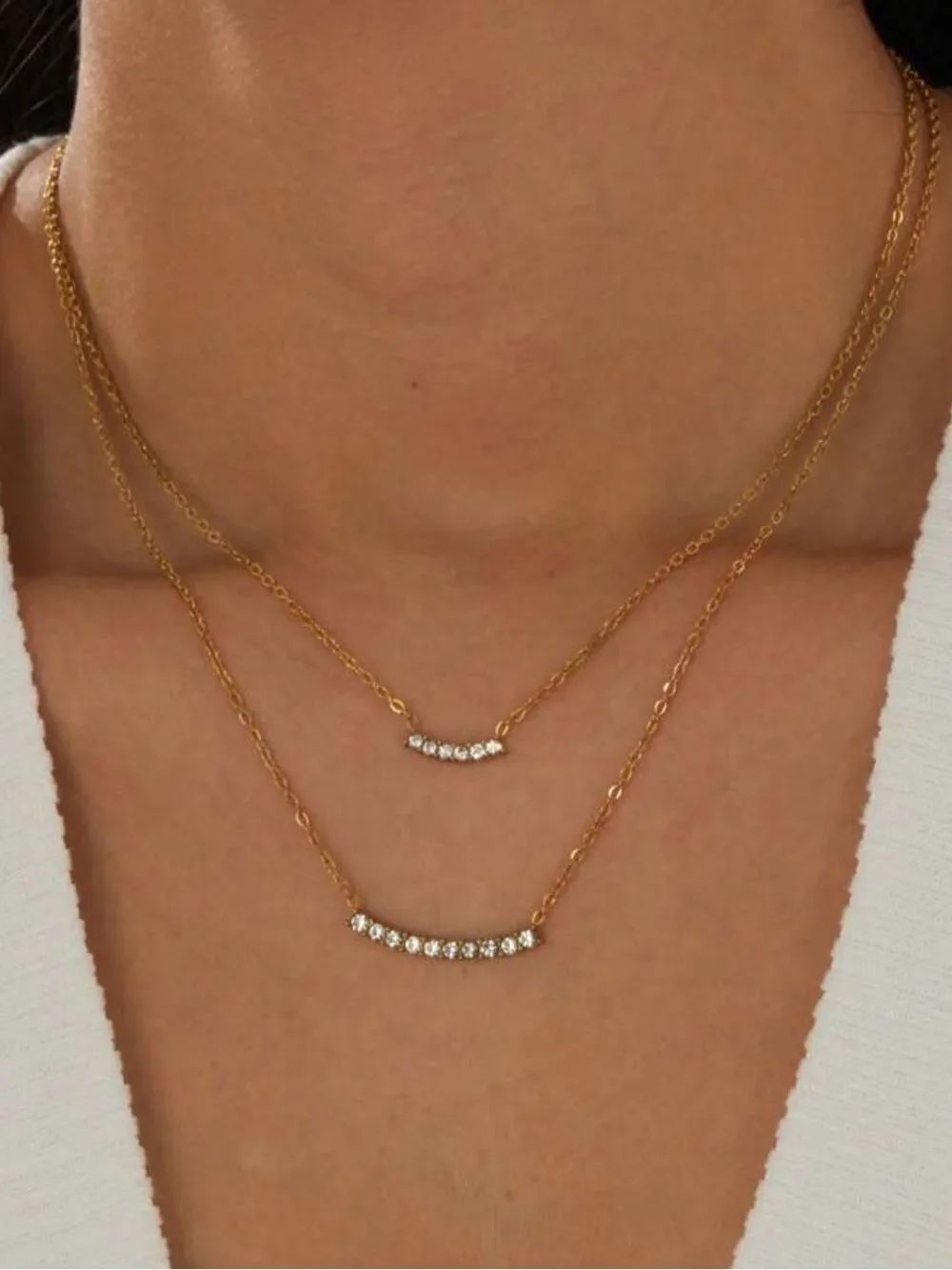 Layered Crystal Bar Necklace N2272